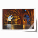 Extra large rolled print of a European scenery in Rhodes, Greece, featuring vibrant blues and whites.