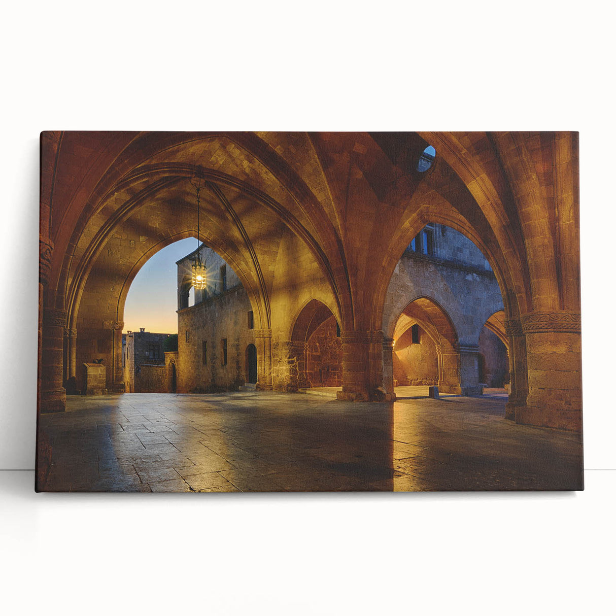 Black and white photo of Rhodes, Greece on stretched canvas, suitable as large kitchen art.
