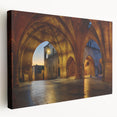 Wall art of Rhodes, Greece in muted earth tones on stretched canvas, suitable for kitchen decor.