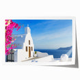 Rolled print of Santorini landscape in soft pastel shades, ideal for art wall dining room.