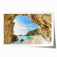 Panoramic view of a Greek coastal town on a rolled canvas print, featuring pastel shades, ideal for art wall dining room.