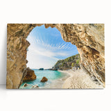 Black and white large art print of a scenic Greek landscape on stretched canvas, ideal for kitchen wall art.