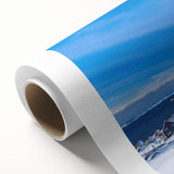 Art Deco poster of a serene Greenland landscape in muted green and blue tones on rolled canvas, ideal for nursery wall art.