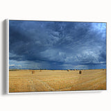 Vintage poster art of a European cityscape in colorful hues on a large framed canvas, ideal for living room decor.