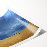 Extra large wall art featuring line art flowers in muted earth tones on a rolled canvas.