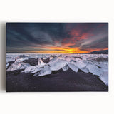 Black and white photograph of an Icelandic landscape on stretched canvas, ideal for kitchen wall art.