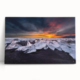 Black and white photograph of Icelandic landscape on stretched canvas, ideal for kitchen wall art.