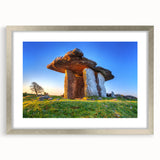 Extra large abstract art print featuring a textured depiction of an Irish landscape in muted green and brown tones.