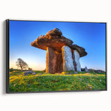 Black and white landscape art painting of a serene Irish countryside on framed canvas, ideal for bedroom wall decor.