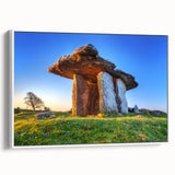 Vintage poster art of a scenic Ireland landscape in colorful hues on a framed canvas, ideal for living room decor.