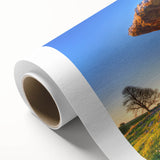 Art deco style poster of a serene Irish landscape on rolled canvas, ideal for nursery wall art or dining room ambiance.