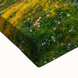 Large art featuring a black and white landscape painting of an Irish countryside on stretched canvas.