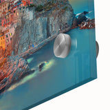 Acrylic print of Cinque Terre, Italy, showcasing large abstract forms in mid-century modernist style.
