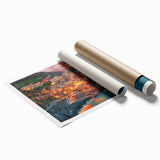 Extra large rolled print of Cinque Terre with vivid blue and pastel hues, ideal for classy bathroom decor.