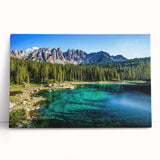 Black and white stretched canvas of the Dolomites in Italy, ideal for kitchen wall art.