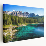 Landscape canvas print of the Dolomites in Italy, featuring muted earth tones, ideal for kitchen wall art.
