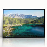 Large abstract wall art of the Dolomites in muted earth tones on a framed acrylic, ideal for a modern living room.