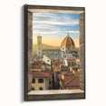 Black and white framed canvas of Florence landscape in vintage style, ideal for bedroom wall art.