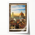 Rolled print of Florence scenery with soft pastel shades, ideal for art wall dining room placement.