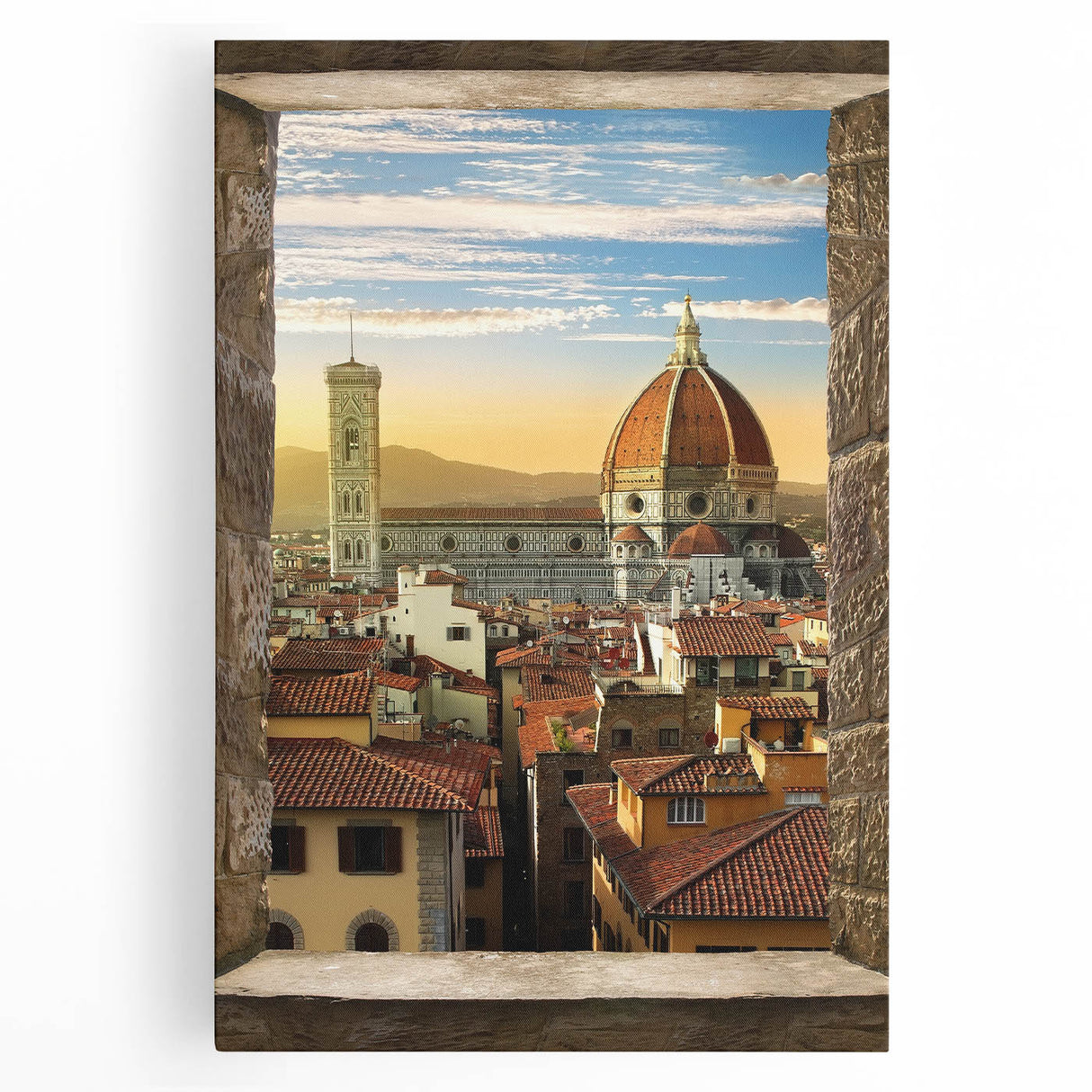 Black and white stretched canvas of Florence scenery, ideal for kitchen wall art or bedroom ambiance.