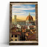 Black and white stretched canvas of Florence scenery, ideal for kitchen wall art.