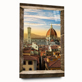 Acrylic print of Florence skyline in muted earth tones, suitable for bedroom or dining room decor.