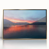 Framed acrylic print of Lake Como with pastel shades in art deco style, suitable for modern art wall decor.