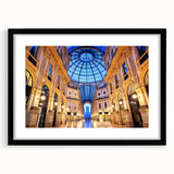 Extra large abstract art print depicting a colorful, textured Milan scenery on a framed canvas, ideal for living room decor.