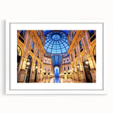 Textured abstract art print of Milan scenery in muted earth tones, framed with a white mat, ideal for bedroom art.