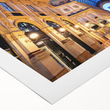 Art deco poster of Milan skyline in muted sepia tones on rolled canvas, suitable for dining room decor.