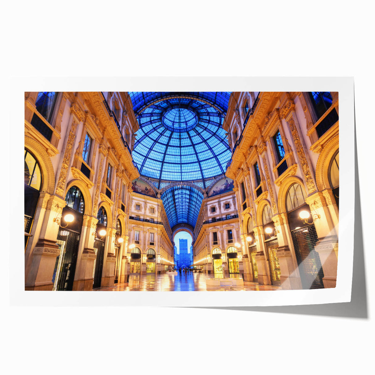 Extra large rolled print of Milan scenery with vibrant floral elements, ideal for art wall dining room.