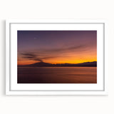 Textured abstract art print of Mount Etna in muted earth tones on a framed white mat, suitable for bedroom decor.