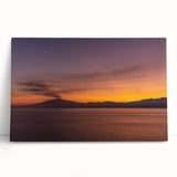 Large black and white photo of Mount Etna on stretched canvas, suitable for kitchen wall art.