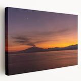 Mount Etna depicted in muted earth tones on a large stretched canvas, suitable for kitchen wall art.