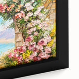 Framed canvas of a textured Naples, Italy scenery in black with colorful accents, ideal for living room decor.