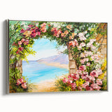 Landscape art painting of Naples, Italy in vibrant colors on a framed canvas, suitable for living room decor.