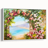 Vintage poster art of Naples, Italy in vibrant colors on a framed canvas, ideal for living room decor.