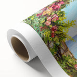 Art deco poster of Naples scenery in soft pastel shades on rolled canvas, ideal for nursery wall art.