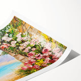 Extra large wall art featuring line art flowers in subtle hues on a rolled print, suitable for large living room decor.