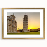 Abstract art print of the Pisa landscape in muted earth tones on a framed canvas, suitable for dining room decor.