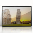 Large abstract wall art featuring a stylized Pisa landscape in muted earth tones on a framed acrylic.
