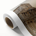 Art deco poster of the Leaning Tower of Pisa in muted pastel shades, rolled canvas, ideal for nursery wall art.
