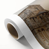 Art deco poster of the Leaning Tower of Pisa in muted pastel shades, rolled canvas, ideal for nursery wall art.