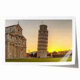 Rolled print of Pisa, Italy scenery in muted earth tones, ideal for dining room wall art.