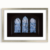 Extra large wall art featuring an abstract print of Portofino, Italy, in textured tones of blue and green, framed in silver.