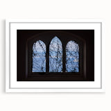 Textured art print of Portofino, Italy, featuring abstract blue and green tones on a white framed canvas.