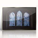 Mid-century modernist art of Portofino, Italy in vibrant colors on a framed acrylic, ideal for modern art wall decor.