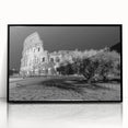 Large abstract wall art of Rome's skyline in muted earth tones on a framed acrylic, ideal for modern living room decor.