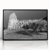 Large abstract wall art of Rome's skyline in muted earth tones on a framed acrylic, ideal for modern living room decor.