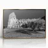 Acrylic print of Rome scenery in art deco style, with gold frame, suited for modern art wall decor.